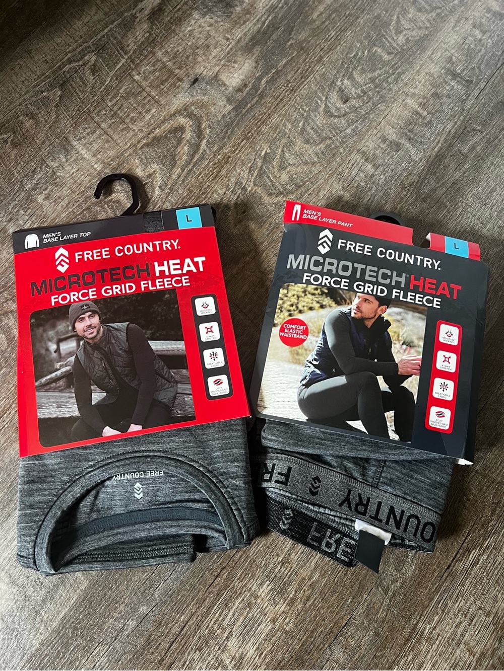 Free Country Force Grid Fleece Base Layer Top and Bottom- Size Large